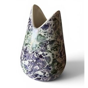 McCoy Cascade Vase Purple Marbled Iridescent Pearl Glaze 9" VTG 1960s MCM